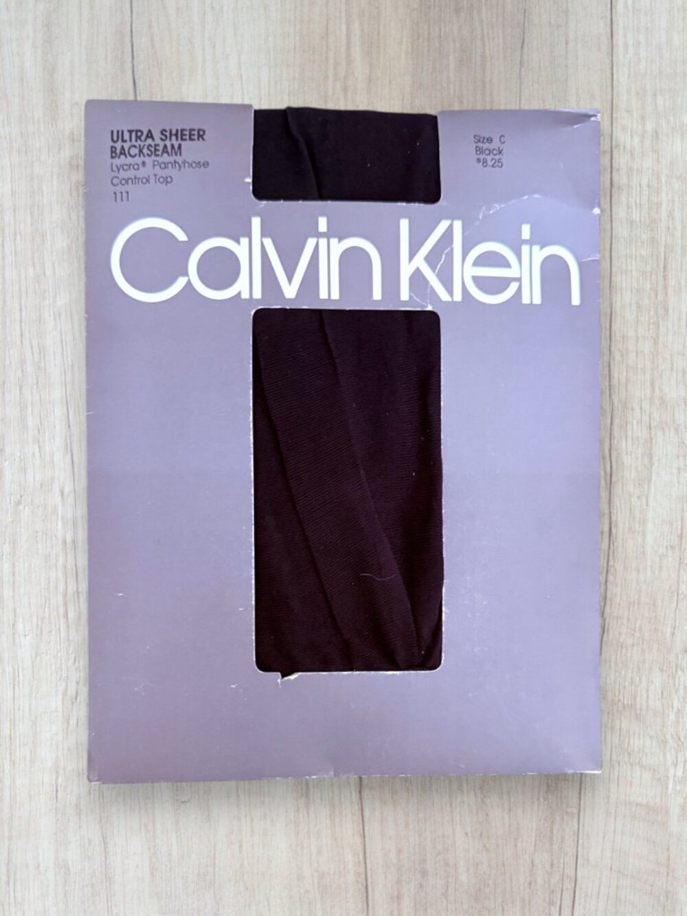 Vintage 1991 Calvin Klein Ultra Sheer Backseam Sexy Pantyhose Black Size C NOS